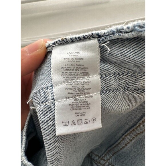 Re/Done Women's 90s High Rise Ankle Crop Button Fly Jeans Light Wash Blue Sz 25 - Picture 7 of 9